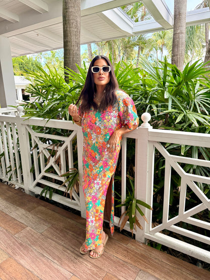 Leighton Coral Cascade Maxi Dress