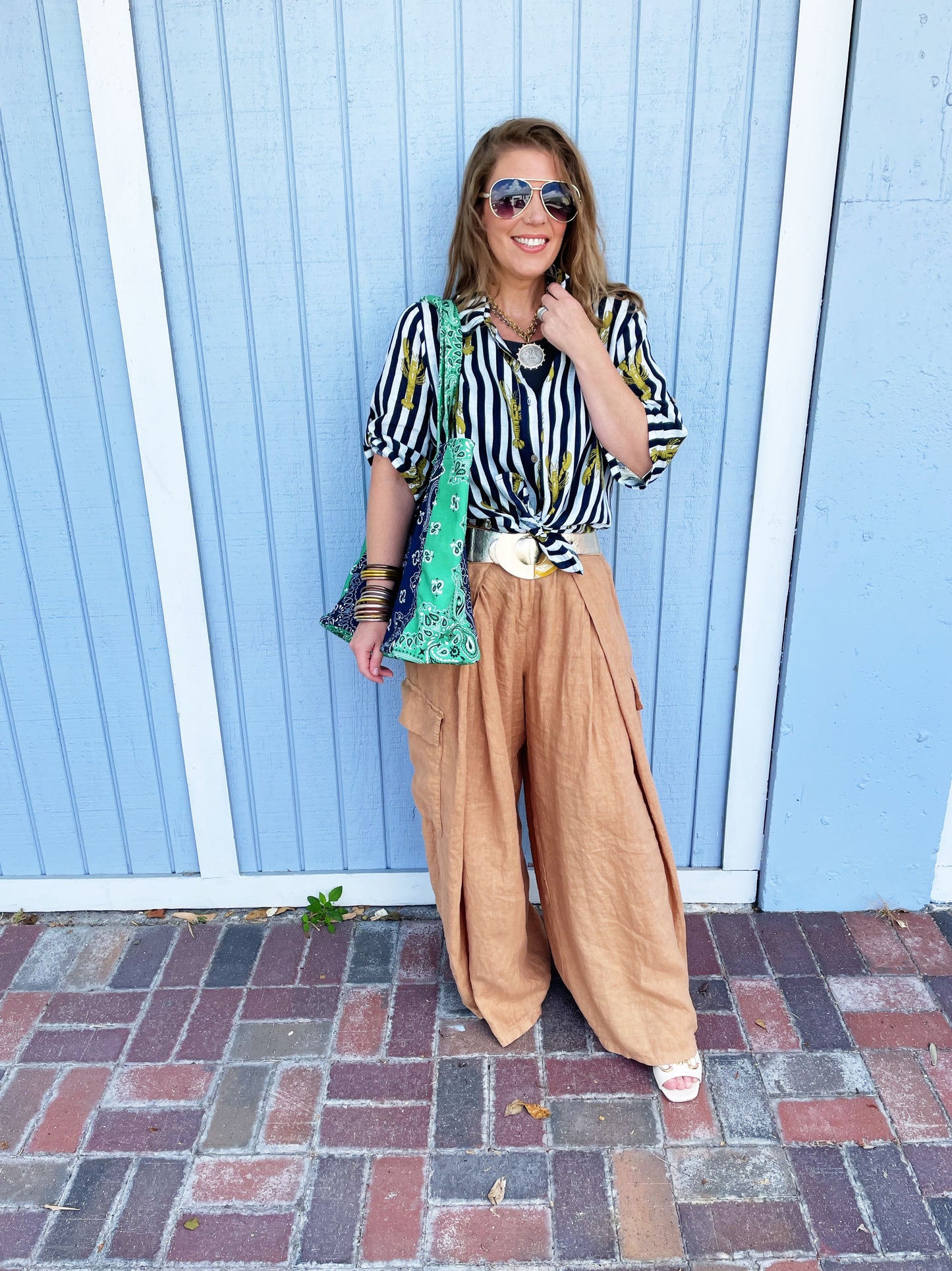 Bailey Bandana Tote Navy/Green (preorder shipping 6.2)