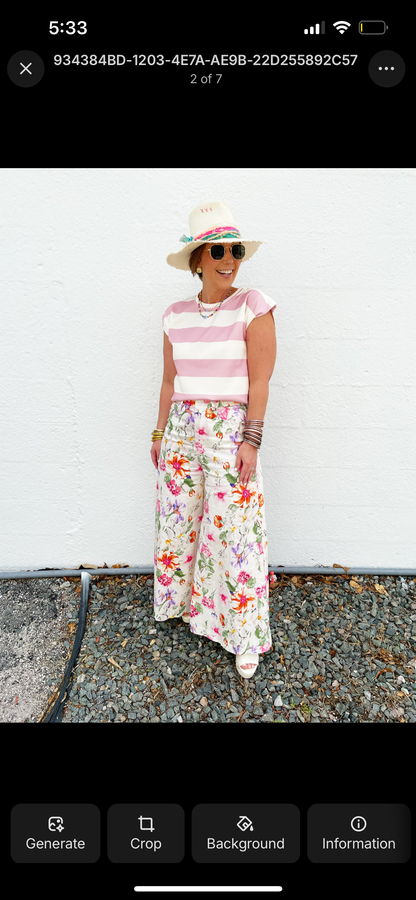 Floral Pants in White
