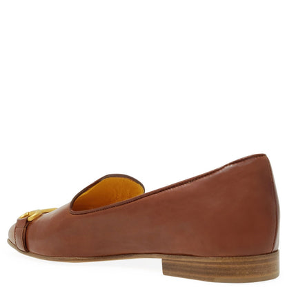 Cognac Leather  Square Toe Loafer