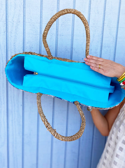 Linda Sparkle Wicker Natural Tote