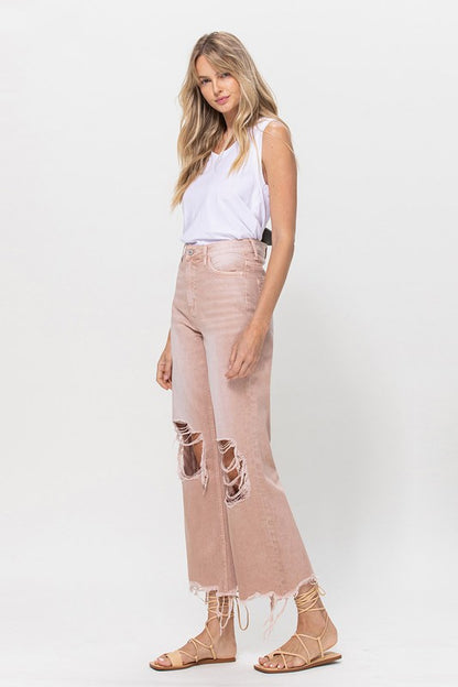 90's Vintage Crop Flare Jeans Light Rose- *Online only