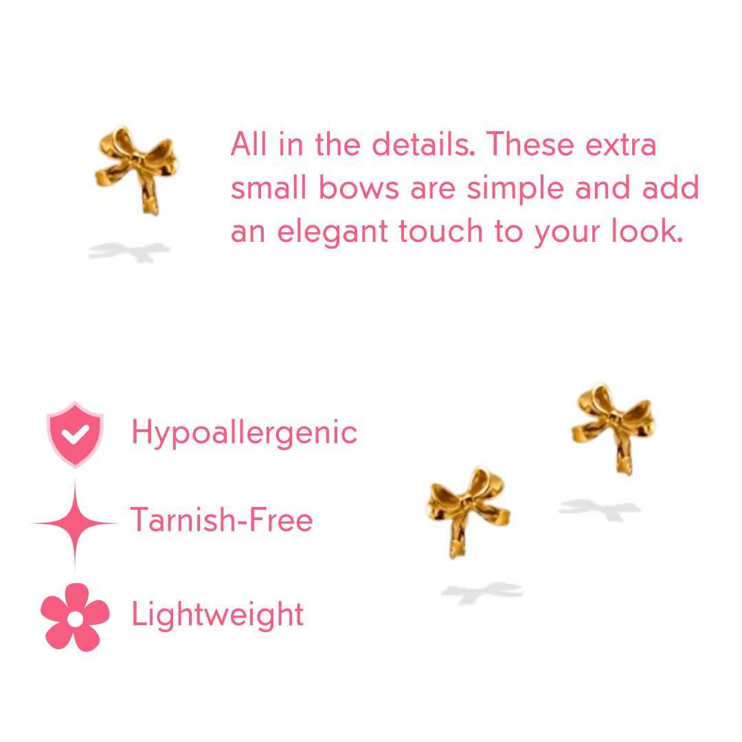 Extra Small Gold Bow Earrings