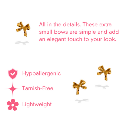 Extra Small Gold Bow Earrings
