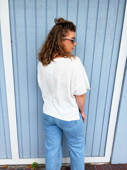 Oversized V-neck Short Sleeve Top
