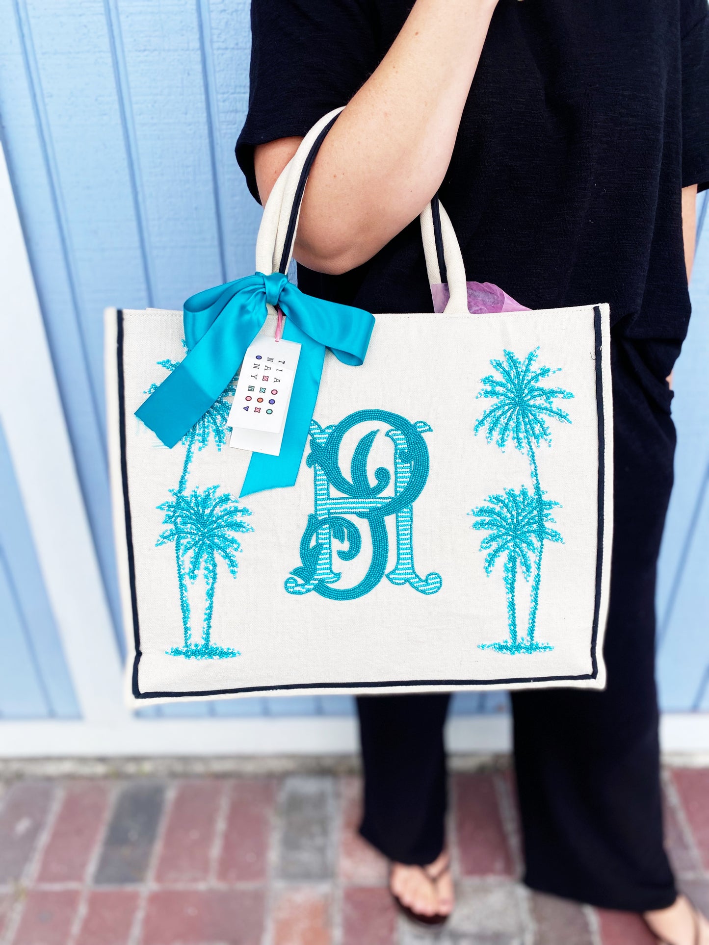 Custom Beaded Monogram Tote