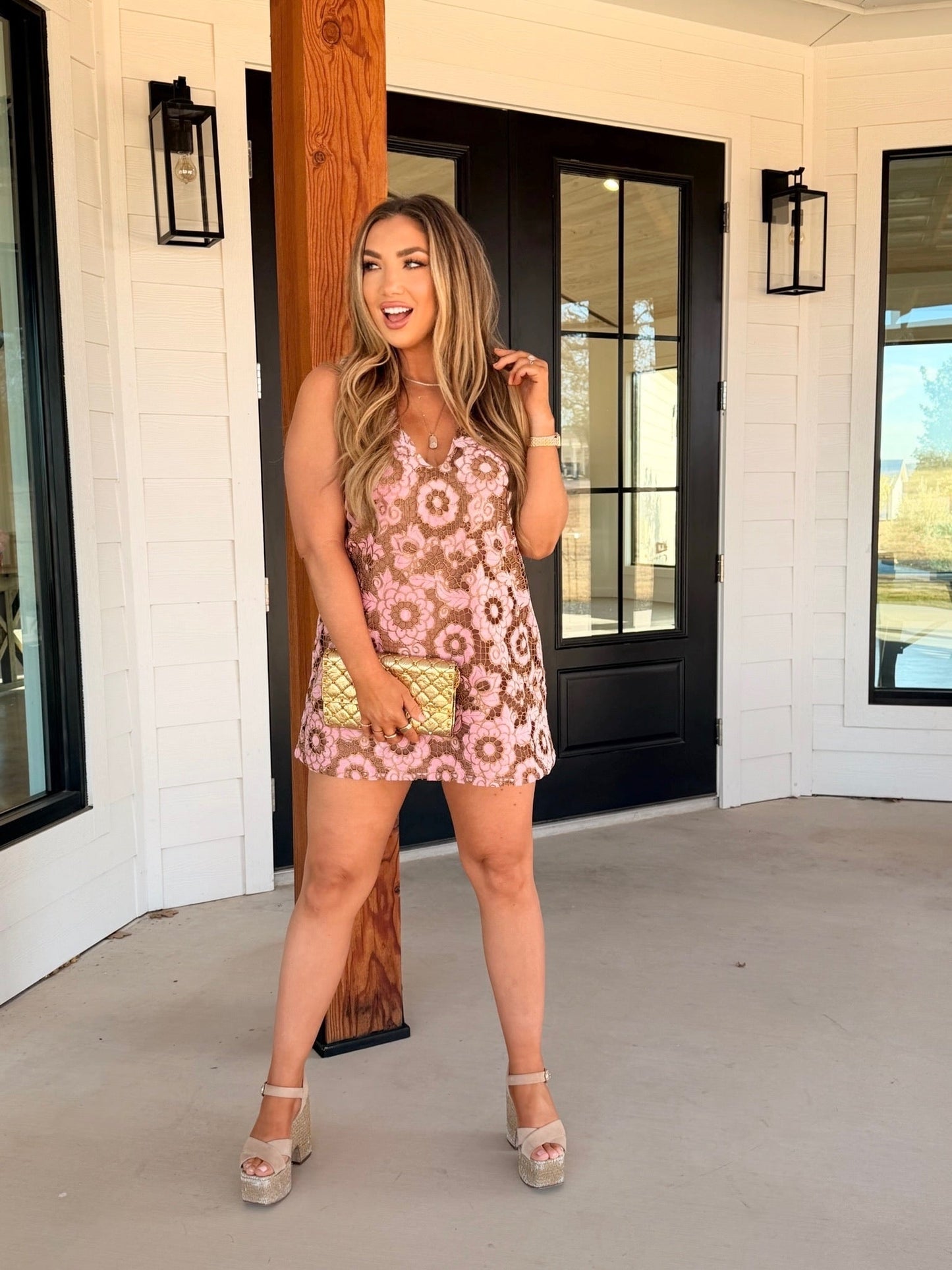 Lola Mini Dress -Golden Rose