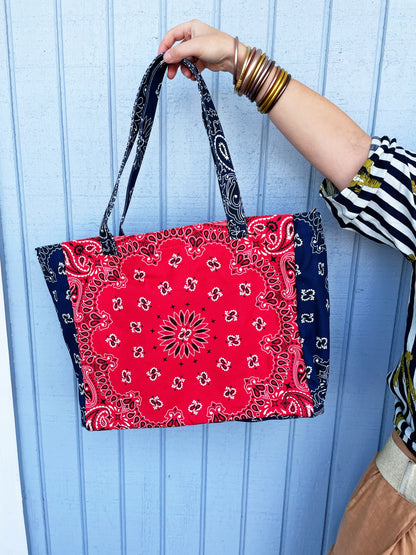 Bailey Bandana Tote Red/Navy
