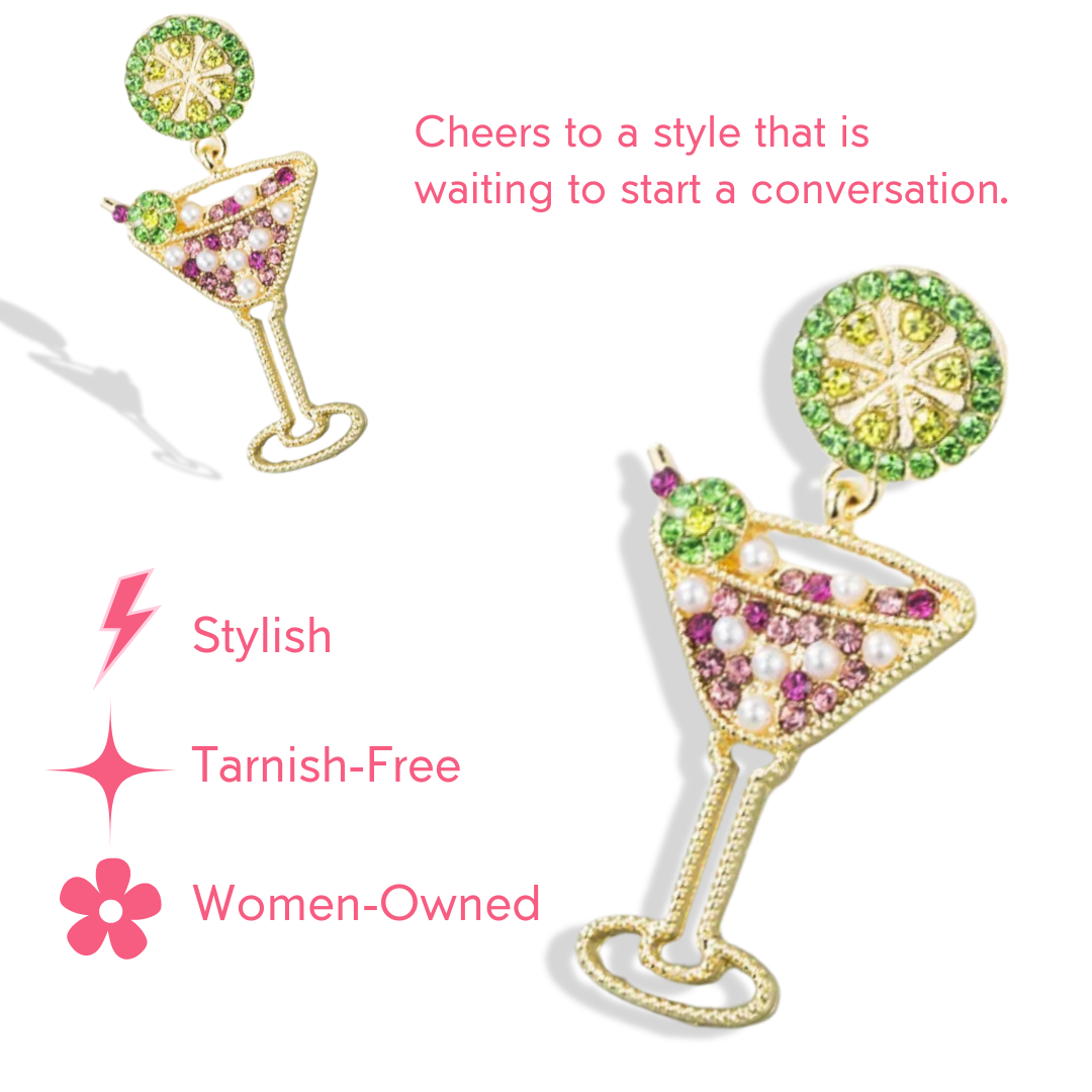 Pearl Green Martini Earrings