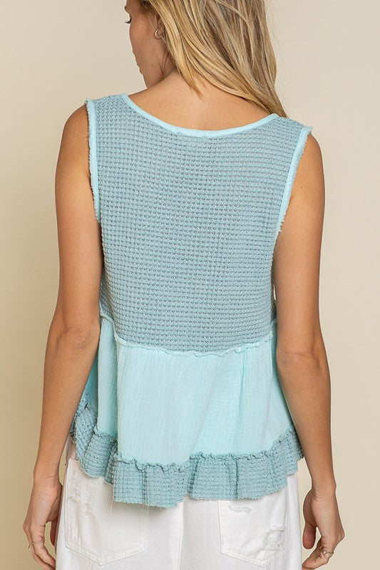Sleeveless V-neck Mini Babydoll Tank Top * Online only-ships from warehouse
