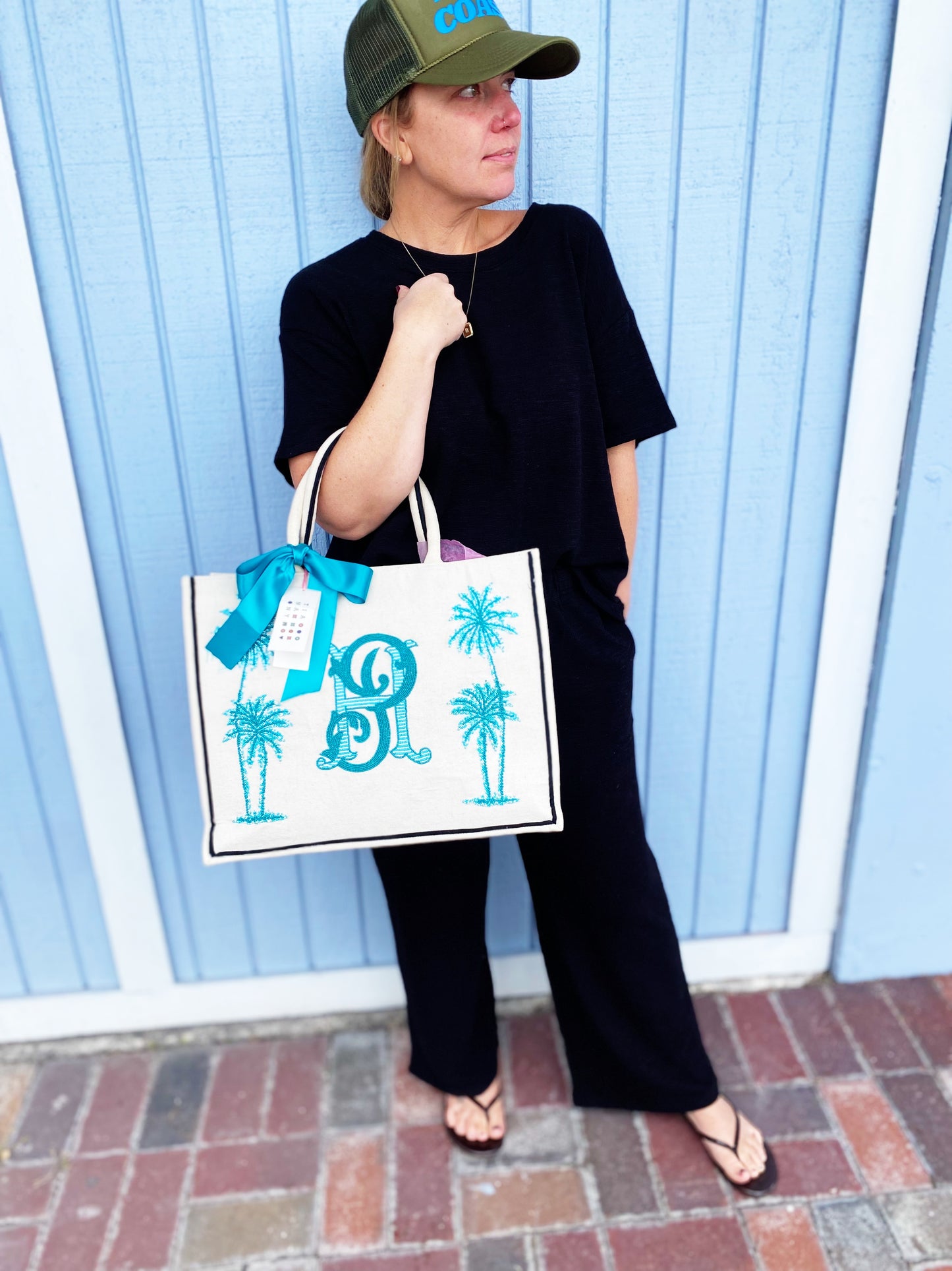 Custom Beaded Monogram Tote