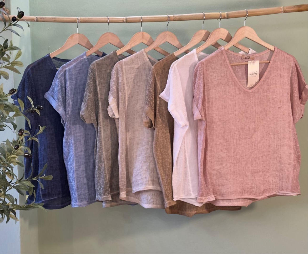 Eleanor V Neck Blend Tee Light Grey