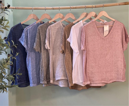 Eleanor V Neck Blend Tee Light Grey