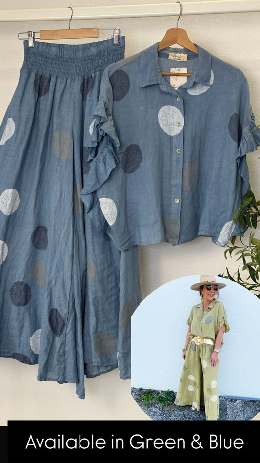 Phoebe Pant in Blue Polka Dot