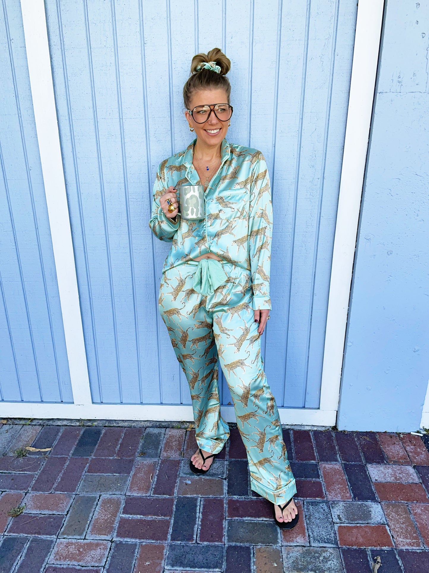 Sage Leopard Pajama