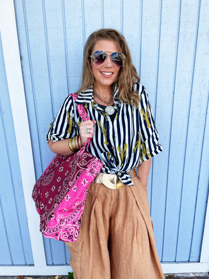 Bailey Bandana Tote Burgundy/Pink