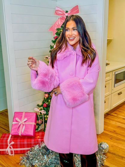BuddyLove Carmine Faux Fur Trim Coat - Star Dust