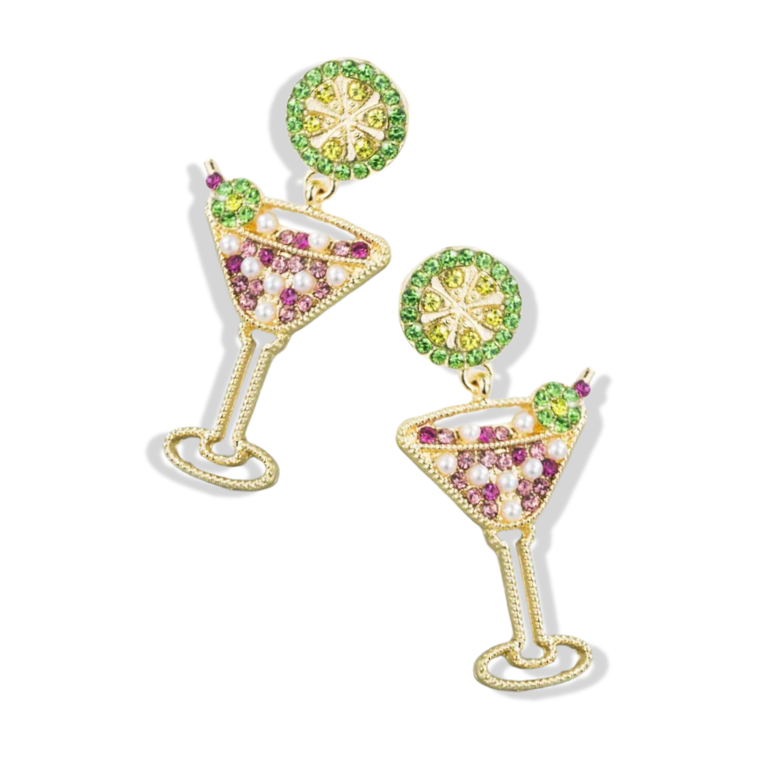 Pearl Green Martini Earrings