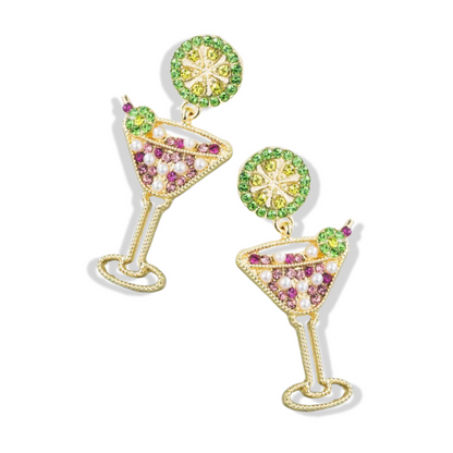 Pearl Green Martini Earrings