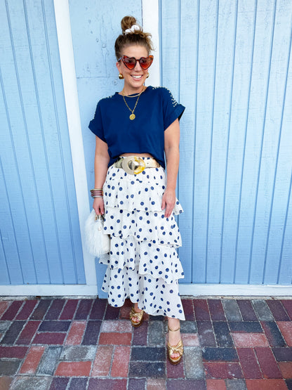 Alice Tee in Navy with Studs