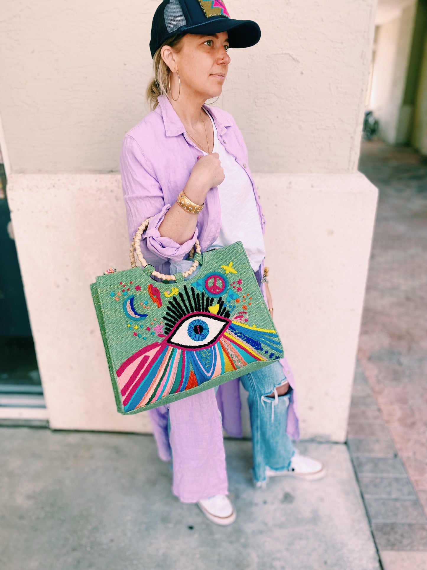 Groovy Evil Eye Tote