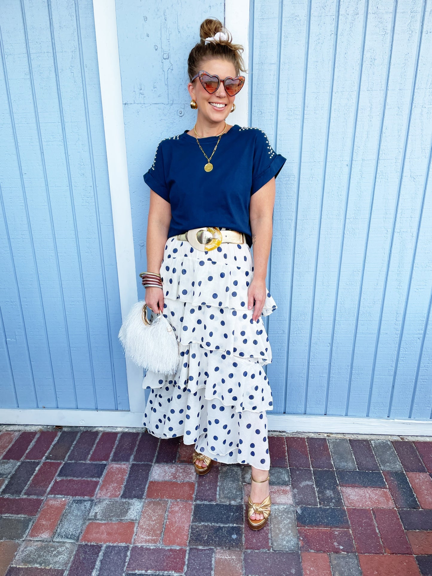 Alice Tee in Navy with Studs
