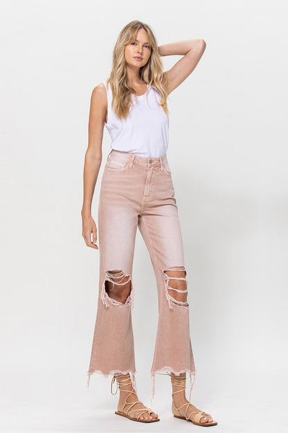 90's Vintage Crop Flare Jeans Light Rose- *Online only