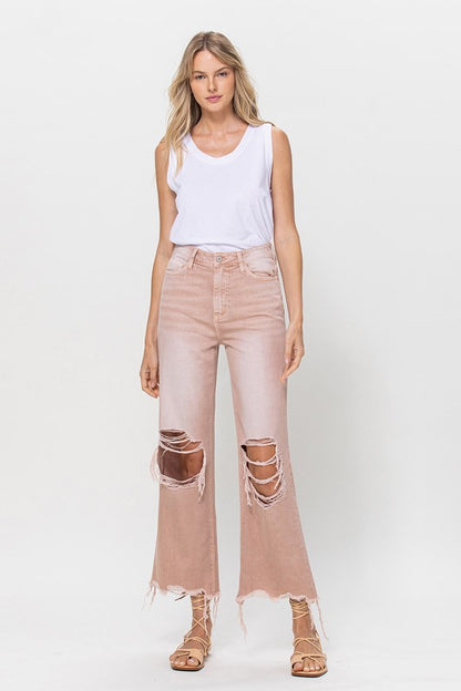 90's Vintage Crop Flare Jeans Light Rose- *Online only