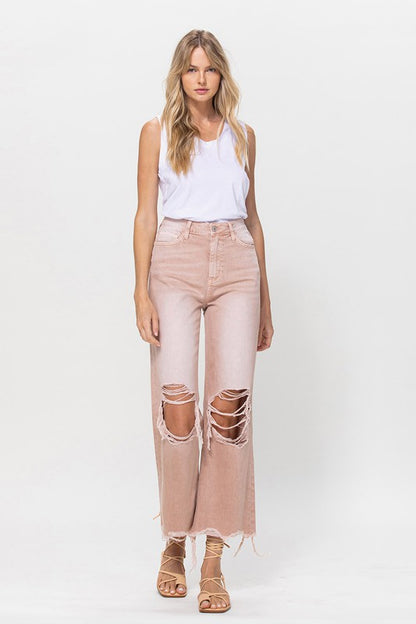 90's Vintage Crop Flare Jeans Light Rose- *Online only