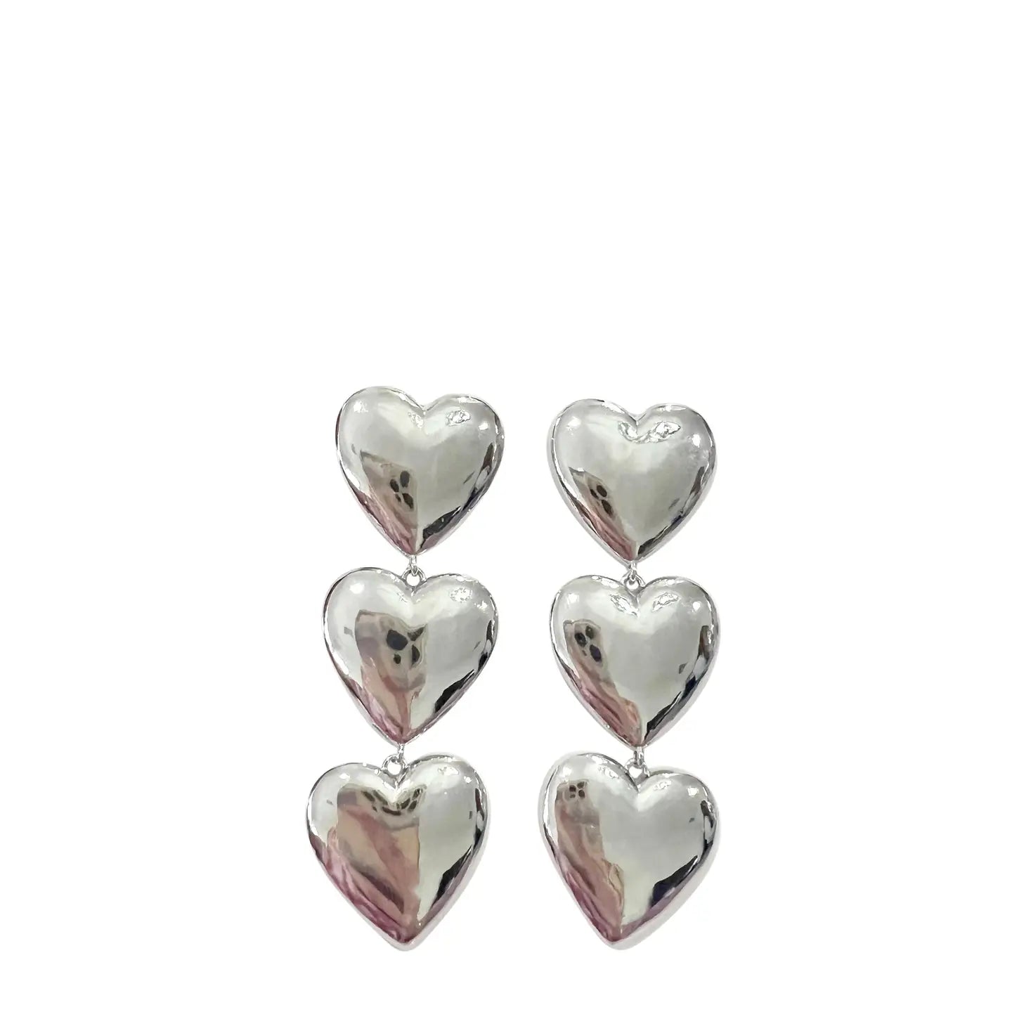 Grayson Triple Heart Dangle Earrings (available in gold and silver)