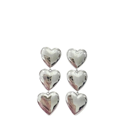 Grayson Triple Heart Dangle Earrings (available in gold and silver)