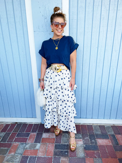 Alice Tee in Navy with Studs