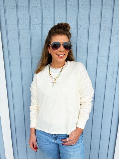 Cross Detail Open Back Long-sleeve Top
