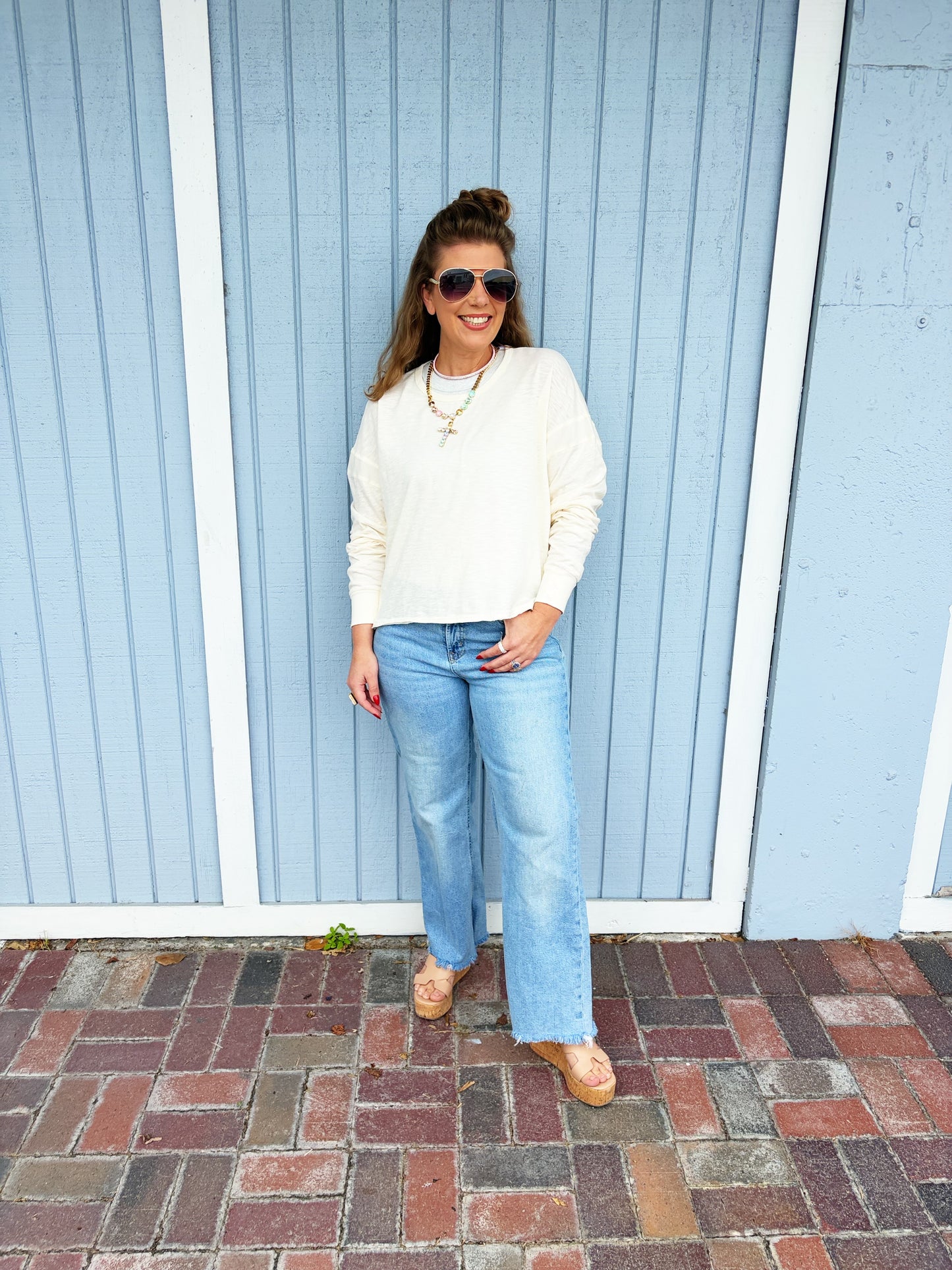 Cross Detail Open Back Long-sleeve Top