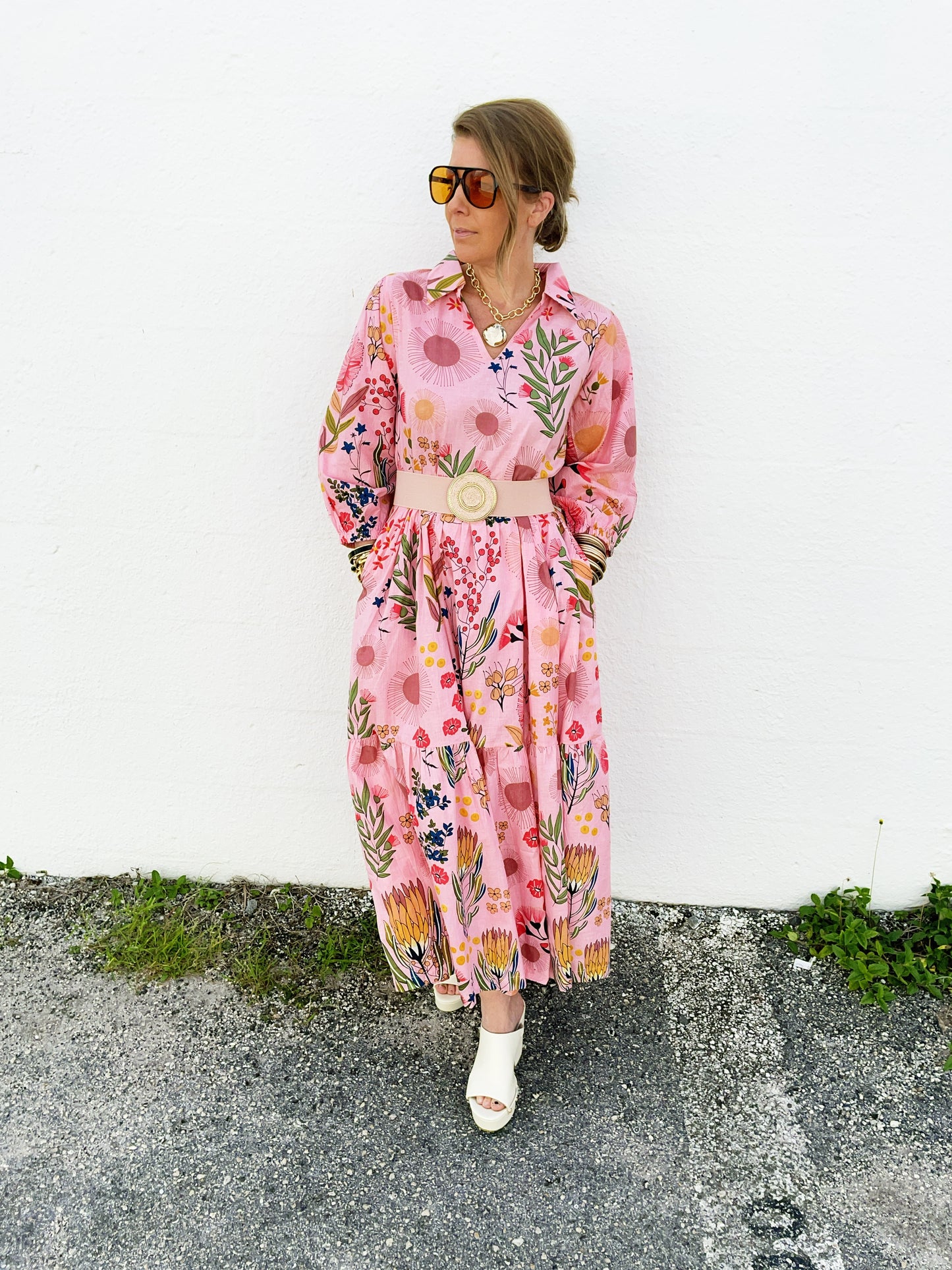 Alister Pink Belted Dress