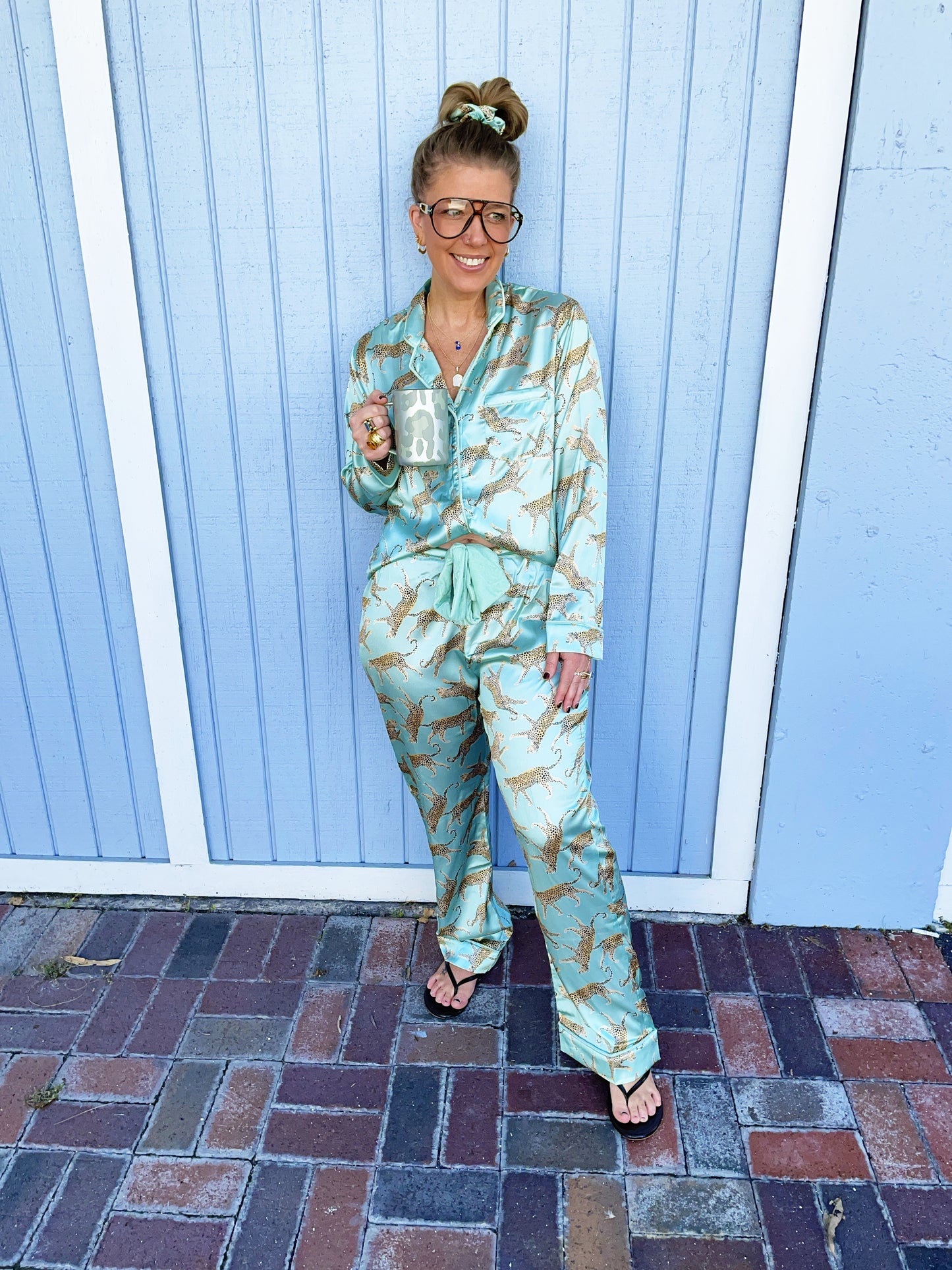 Sage Leopard Pajama