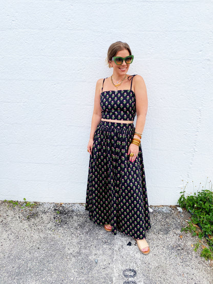 Floral Crop Top and Skirt Set Medium