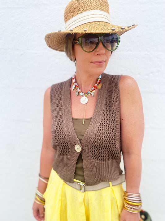 Sophia Vest Brown *FINAL SALE
