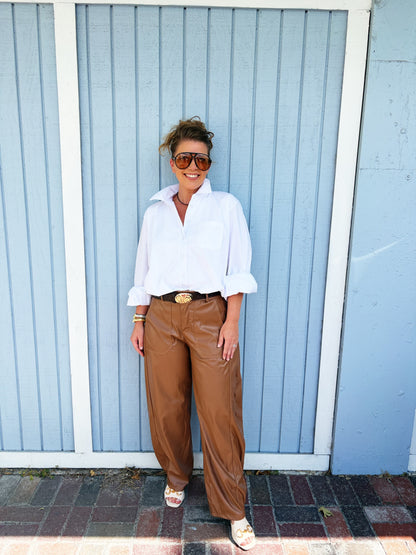 Barrel Vegan Leather Pants