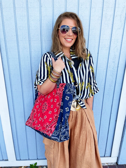 Bailey Bandana Tote Red/Navy