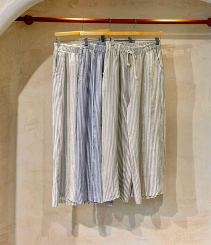 Striped Linen Pants- GREY FINAL SALE