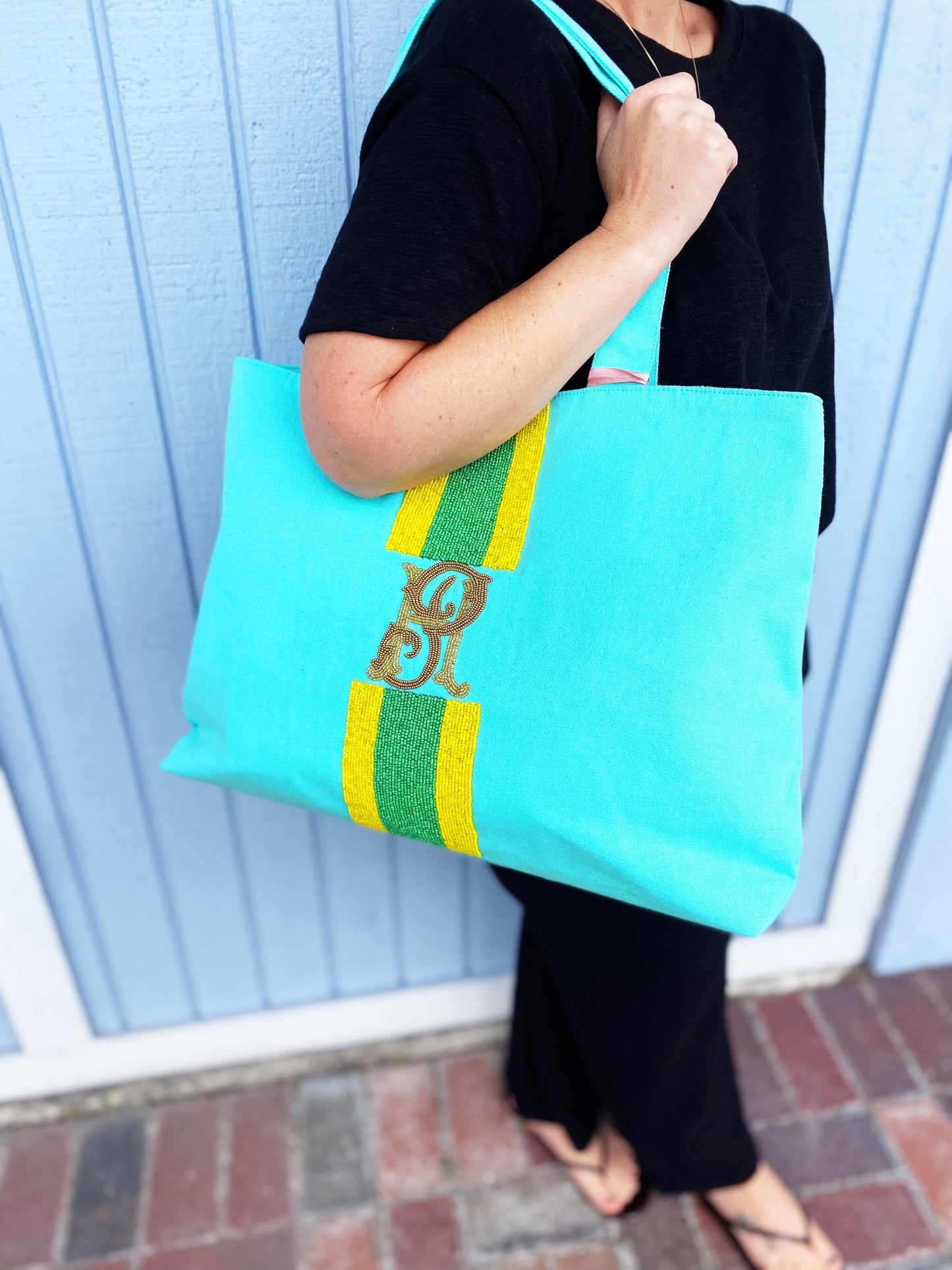 Custom Beaded Canvas Tote