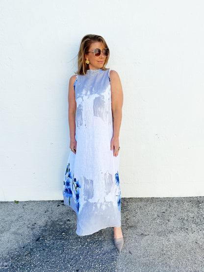 Jenny Dress in White Watercolor