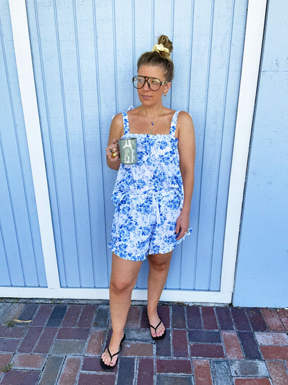 Blue & White Ruffe Pajamas