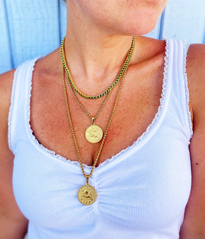 Emerald Bezel Tennis Necklace