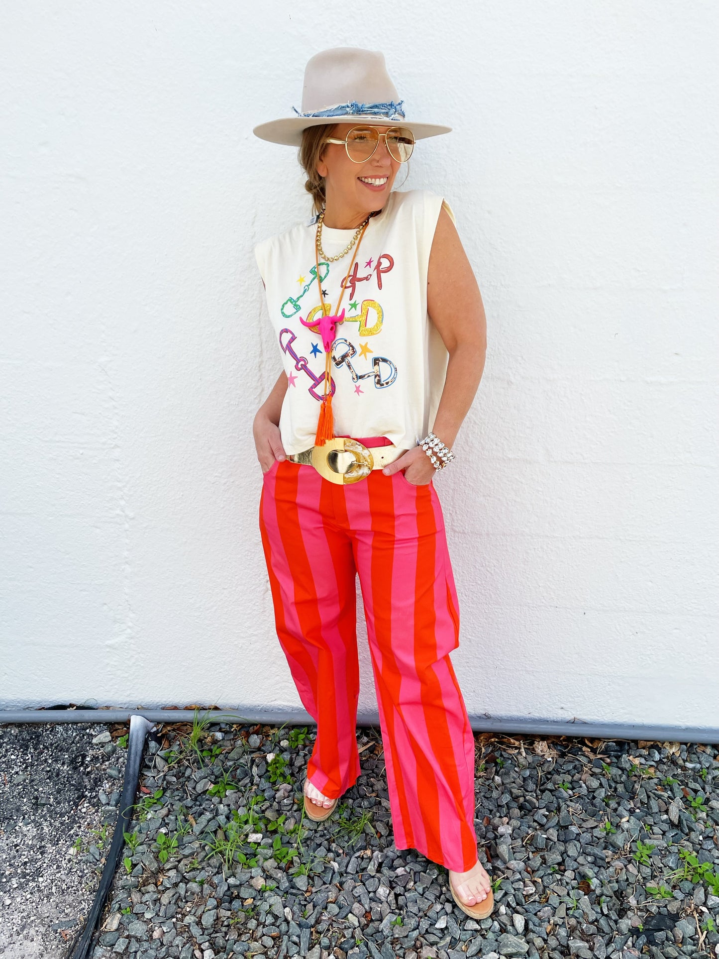 Charlie Pant in Orange /PInk