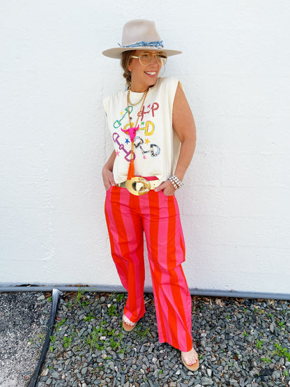 Charlie Pant in Orange /PInk