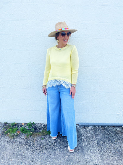 Yellow lace sweater