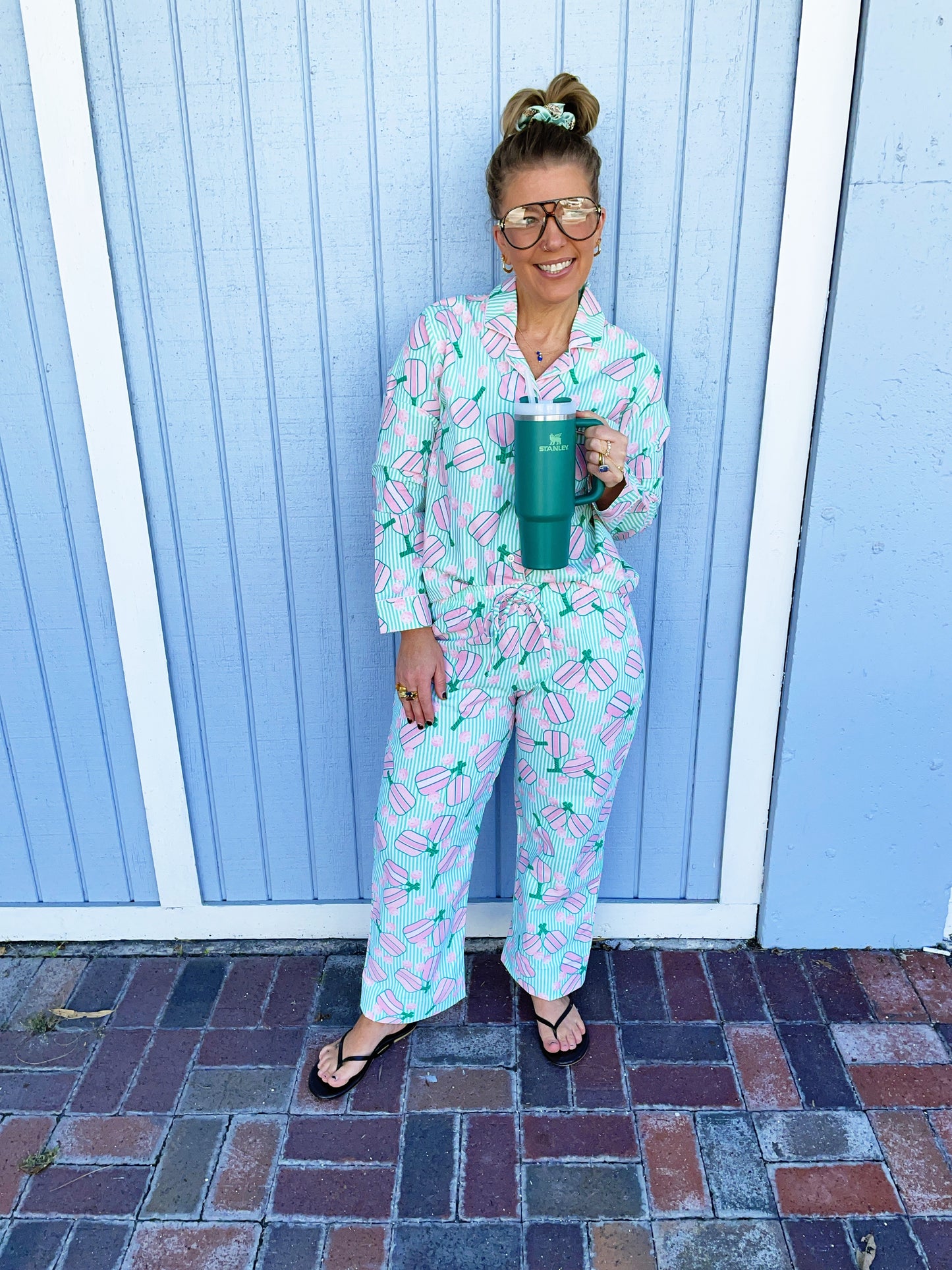 Pickleball Pajama Set with Pants & Long Sleeve Top