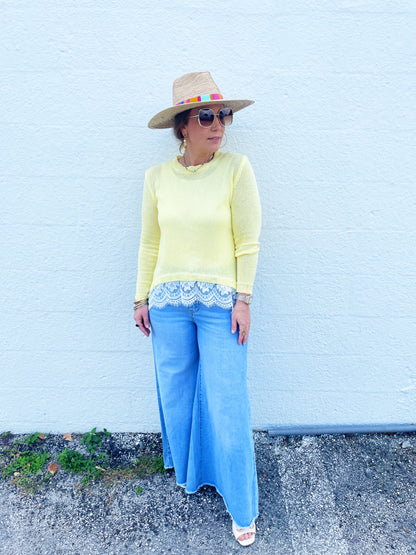 Yellow lace sweater